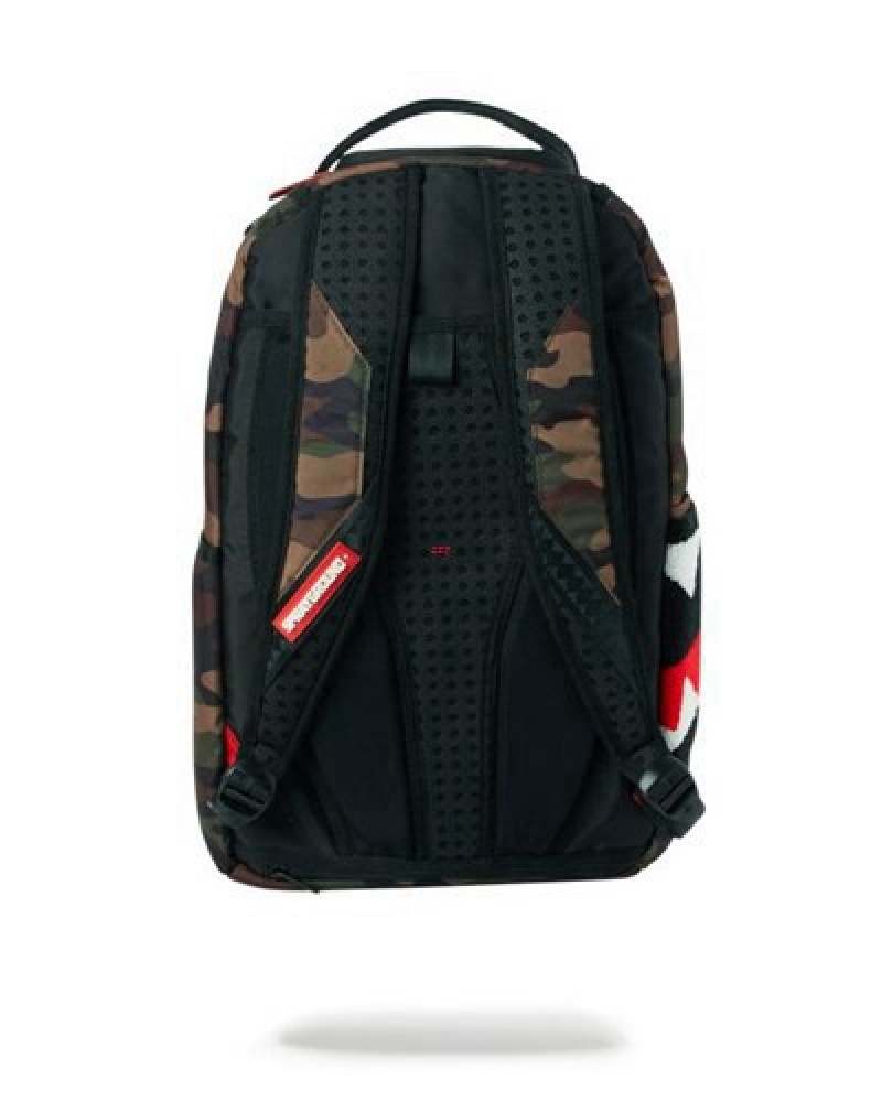 Camo Sprayground Torpedo Shark Backpacks | 60518-WJUH