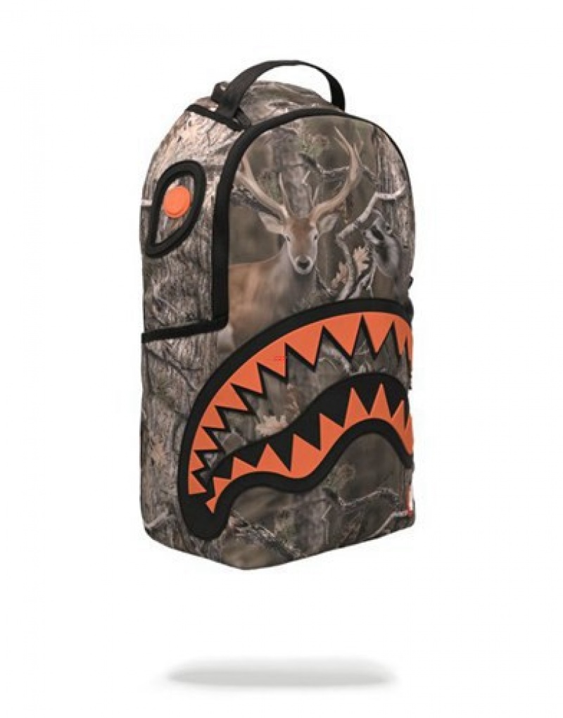 Camo Sprayground Wild Life Hunter Rubber Shark Backpacks | 31650-XOKC