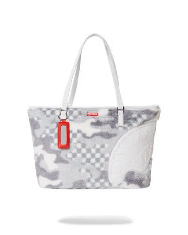 Cream Sprayground 3am Plush Swiss Alps Tote Bags | 09746-VQNR