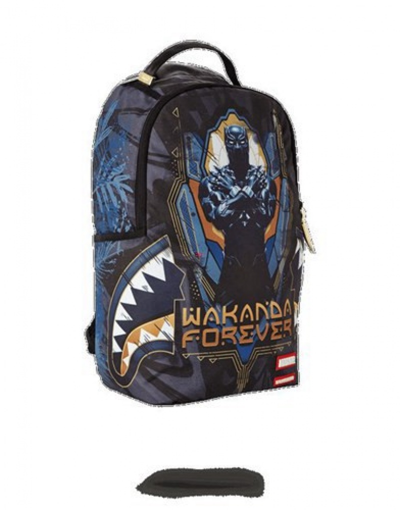 Dark Blue Sprayground Wakanda Forever Backpacks | 79682-CWQZ