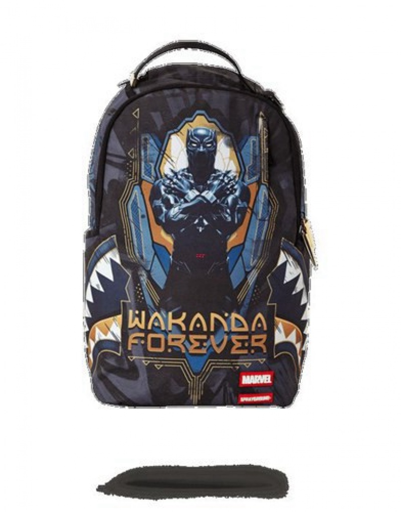 Dark Blue Sprayground Wakanda Forever Backpacks | 79682-CWQZ