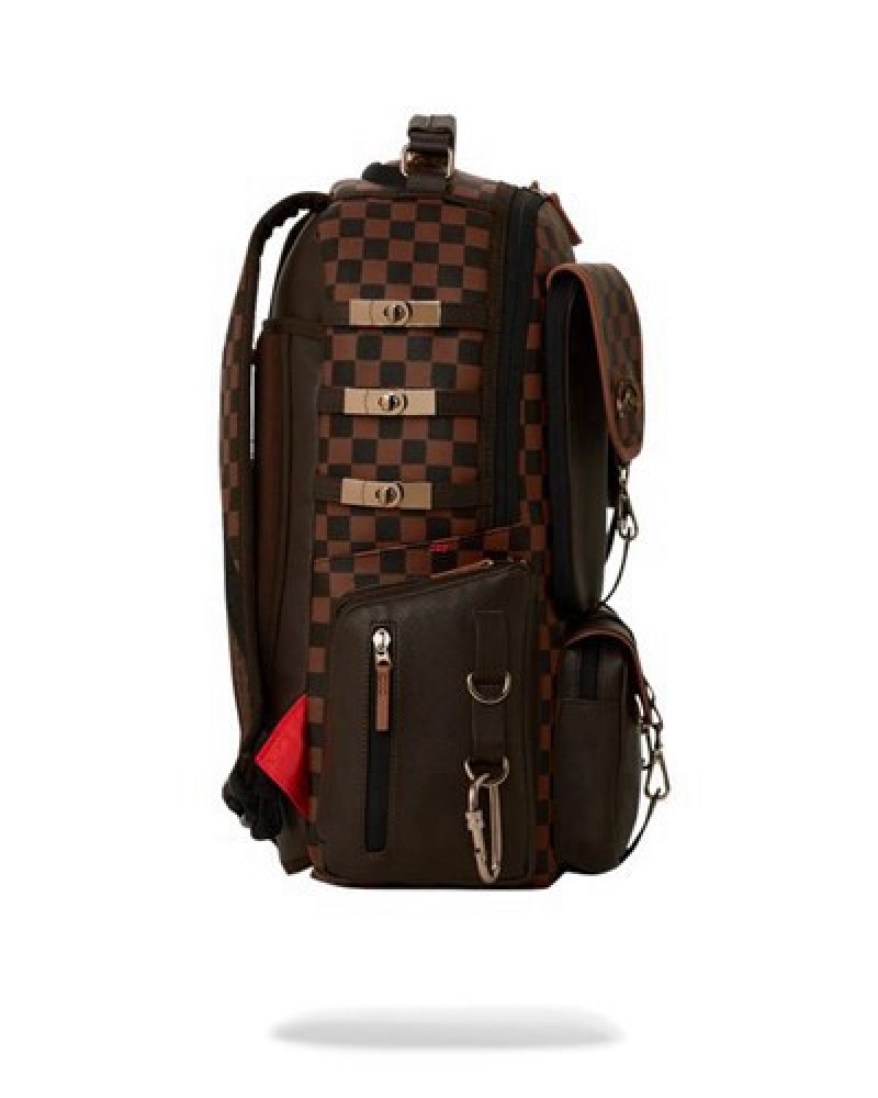 Dark Brown Sprayground Checkmate Royale (Dlxv) Backpacks | 45170-GLWQ