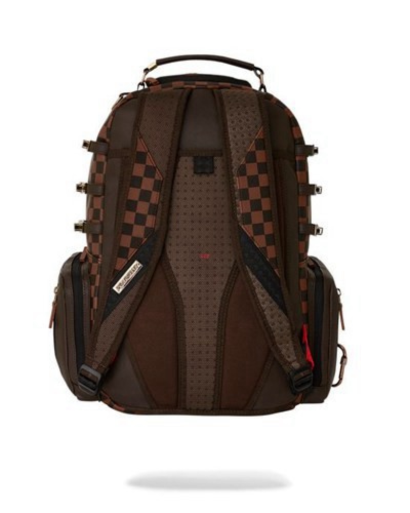 Dark Brown Sprayground Checkmate Royale (Dlxv) Backpacks | 45170-GLWQ