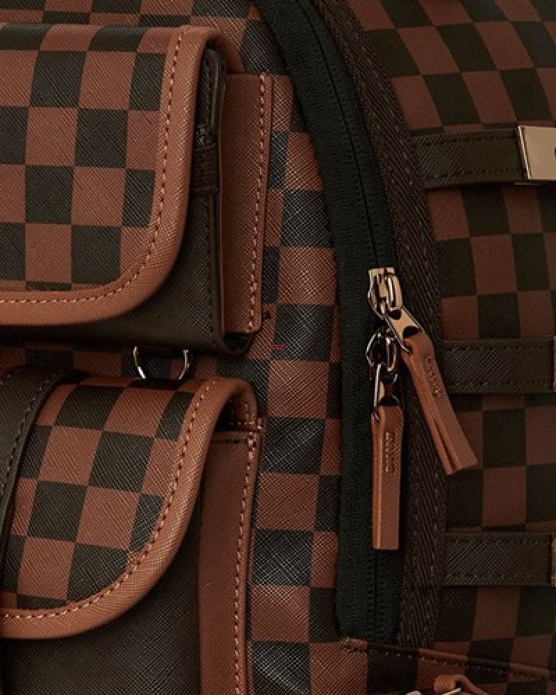 Dark Brown Sprayground Checkmate Royale (Dlxv) Backpacks | 45170-GLWQ