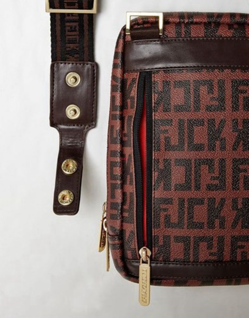 Dark Brown Sprayground Offended Crossbody Bags | 02843-LKNU