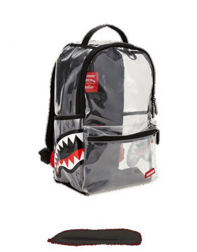 Dark Grey Sprayground 20/20 Vision Double Cargo Side Shark Backpacks | 04761-NJRB