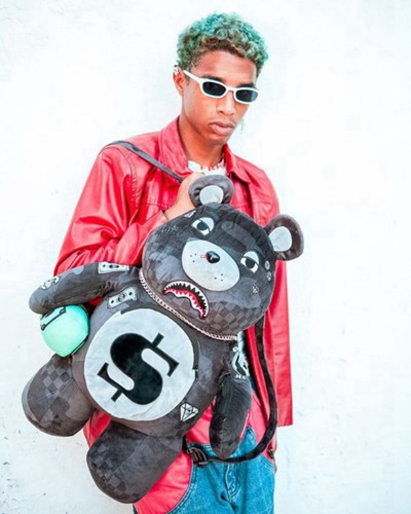 Dark Grey Sprayground 3am Never Sleep Moneybear Teddybear Backpacks | 09264-NZLS