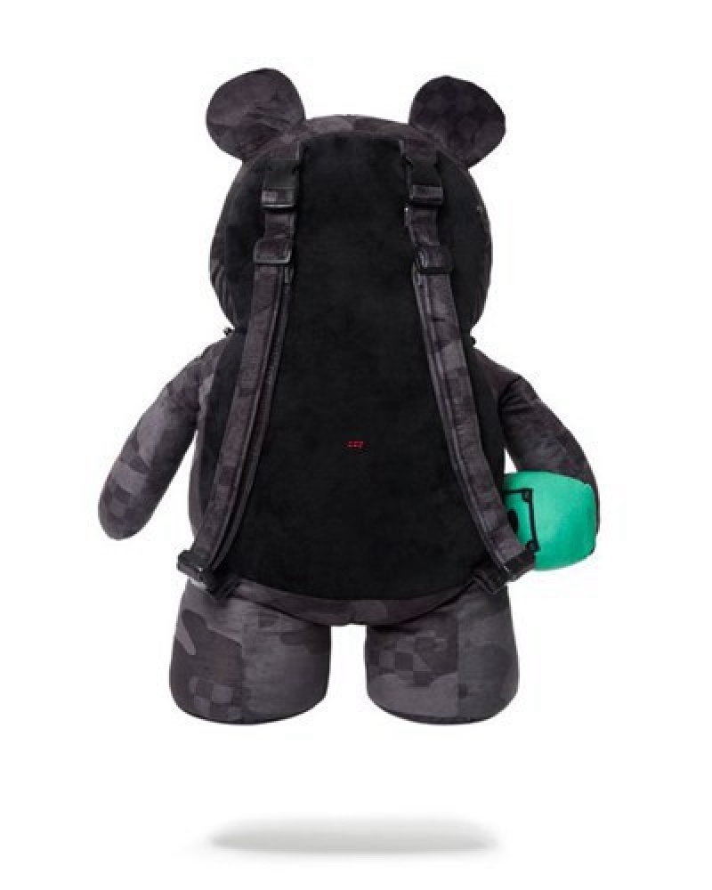 Dark Grey Sprayground 3am Never Sleep Moneybear Teddybear Backpacks | 09264-NZLS