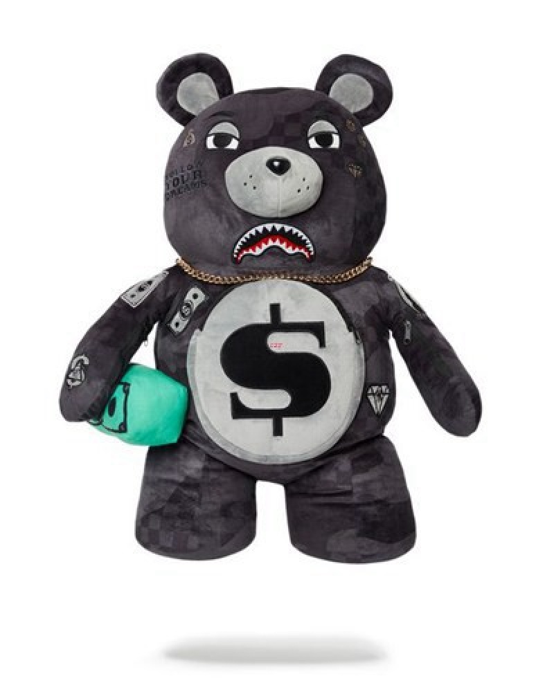 Dark Grey Sprayground 3am Never Sleep Moneybear Teddybear Backpacks | 09264-NZLS