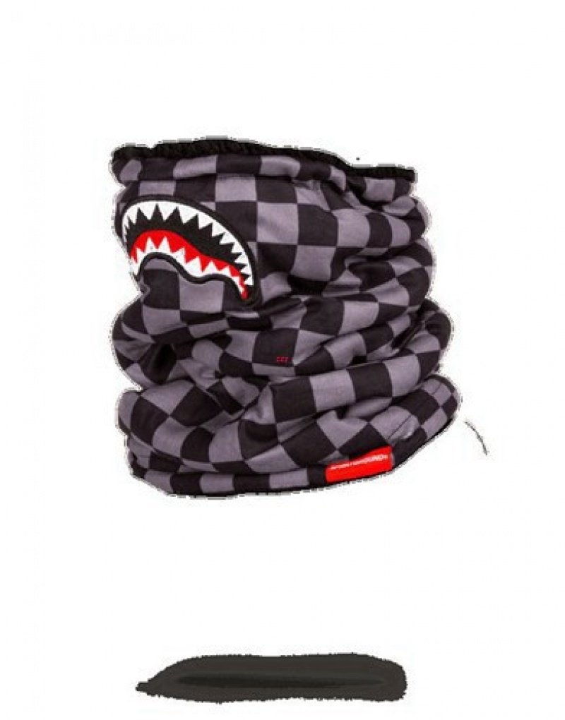 Dark Grey Sprayground CheckeShark Neck Warmer | 59278-XPTD