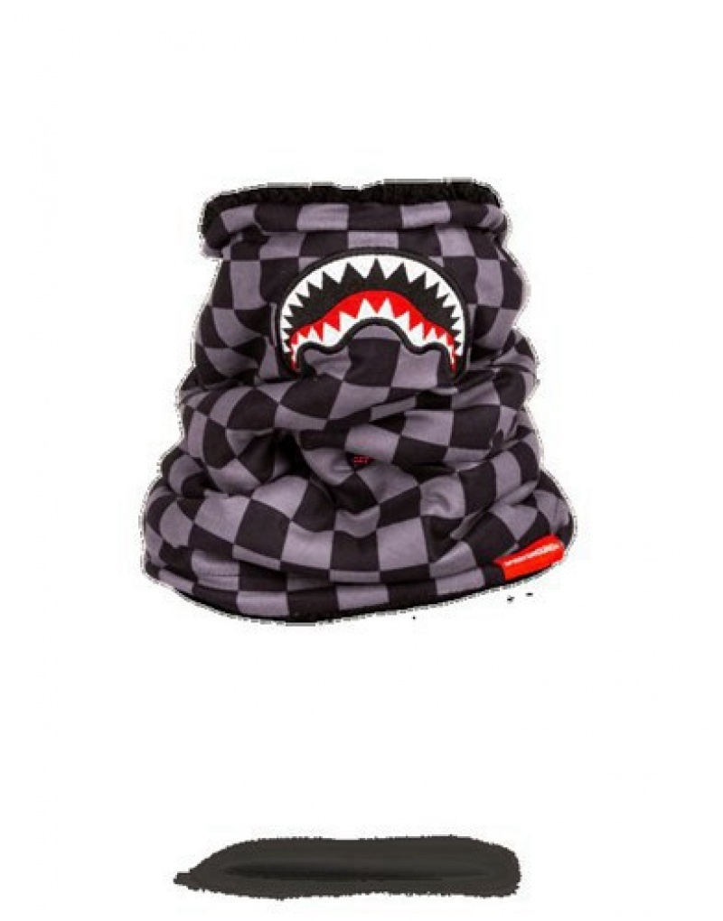 Dark Grey Sprayground CheckeShark Neck Warmer | 59278-XPTD