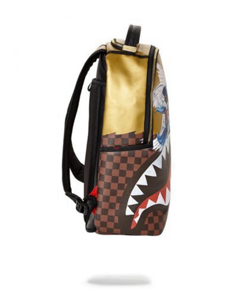 Gold Sprayground Angels In Paris Backpacks | 40629-OWZX