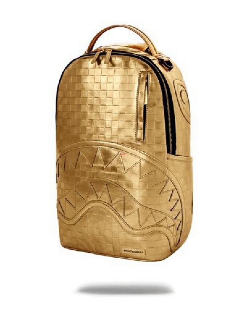 Gold Sprayground Bricks On Bricks (Dlxv) Backpacks | 34819-YQXR