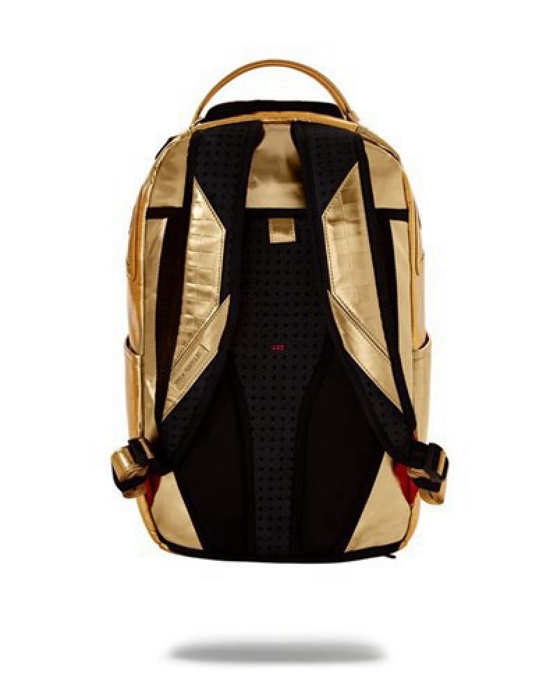 Gold Sprayground Bricks On Bricks (Dlxv) Backpacks | 34819-YQXR