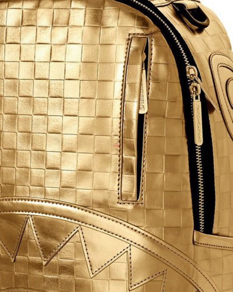 Gold Sprayground Bricks On Bricks (Dlxv) Backpacks | 34819-YQXR