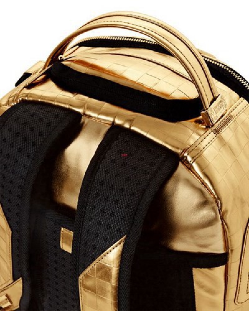 Gold Sprayground Bricks On Bricks (Dlxv) Backpacks | 34819-YQXR