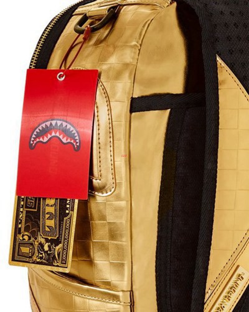 Gold Sprayground Bricks On Bricks (Dlxv) Backpacks | 34819-YQXR