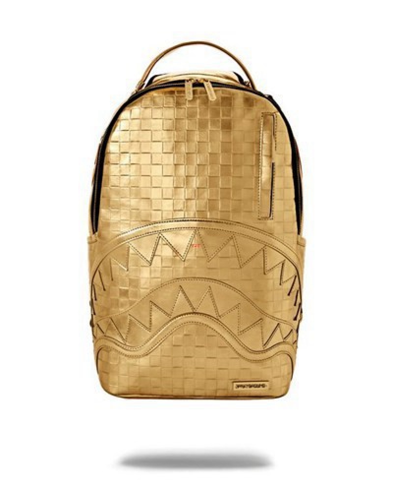 Gold Sprayground Bricks On Bricks (Dlxv) Backpacks | 34819-YQXR