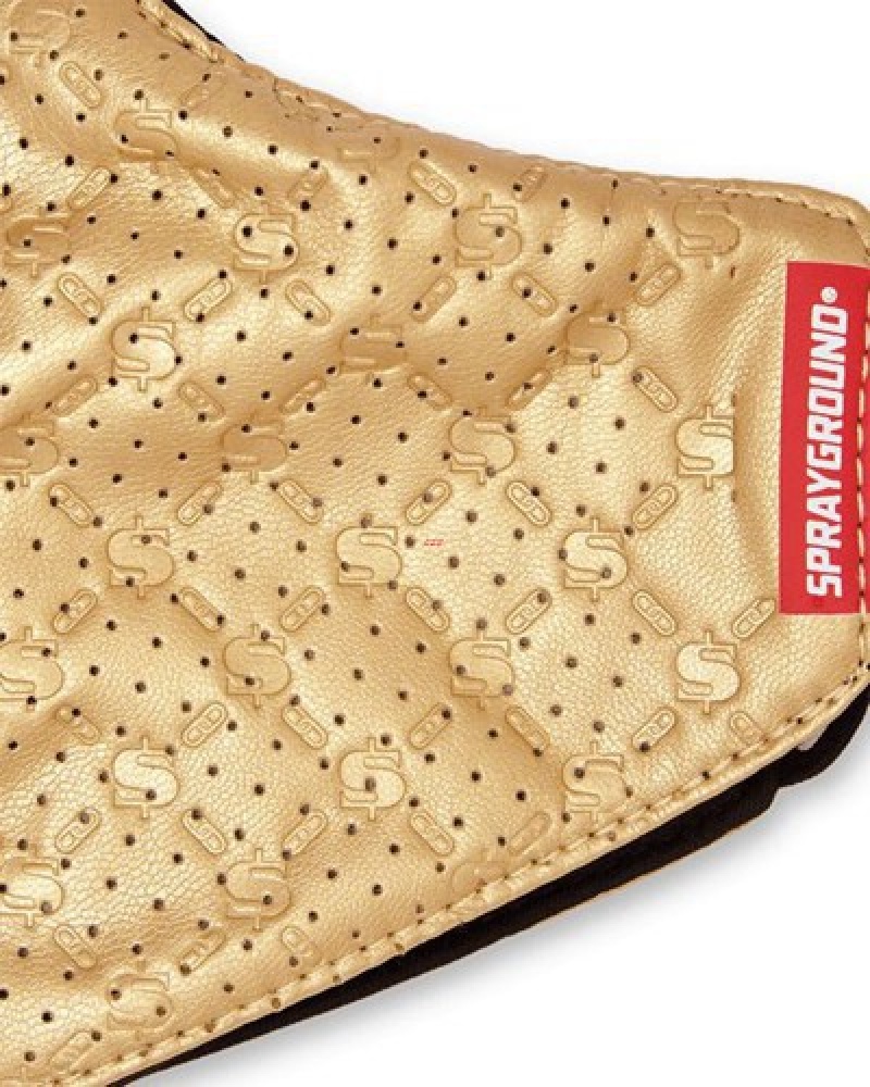 Gold Sprayground Gold Moneygram Vegan Leather Face Masks | 98342-UEGB