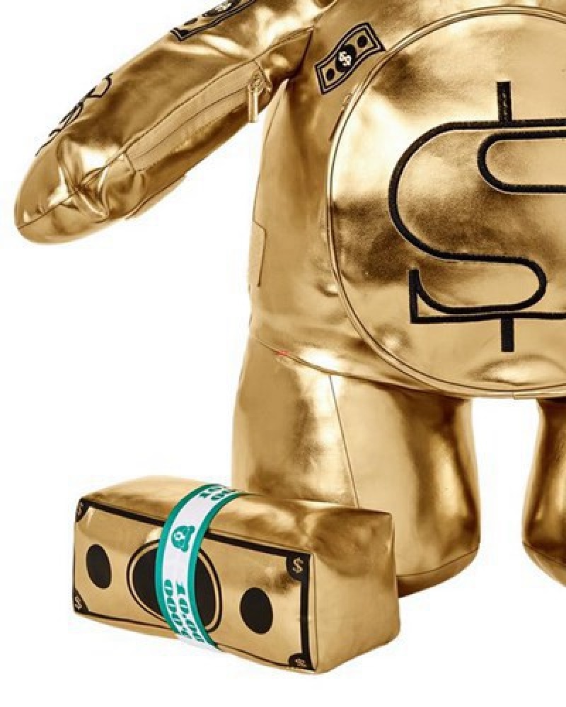 Gold Sprayground Gold Rush Moneybear Teddybear Backpacks | 79461-FQIP