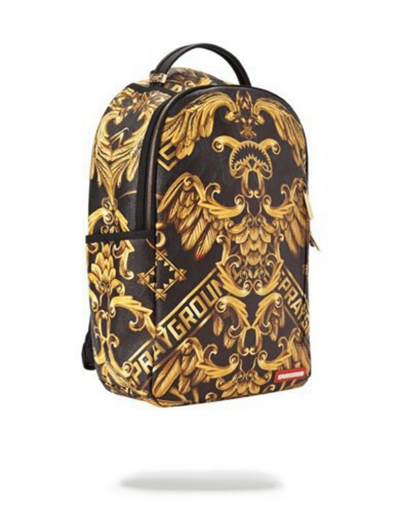 Gold Sprayground Palace Of Sharks Backpacks | 71390-QOBN