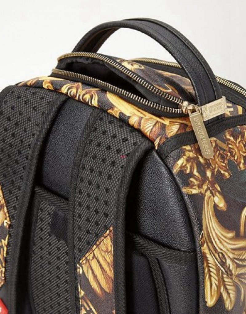 Gold Sprayground Palace Of Sharks Backpacks | 71390-QOBN