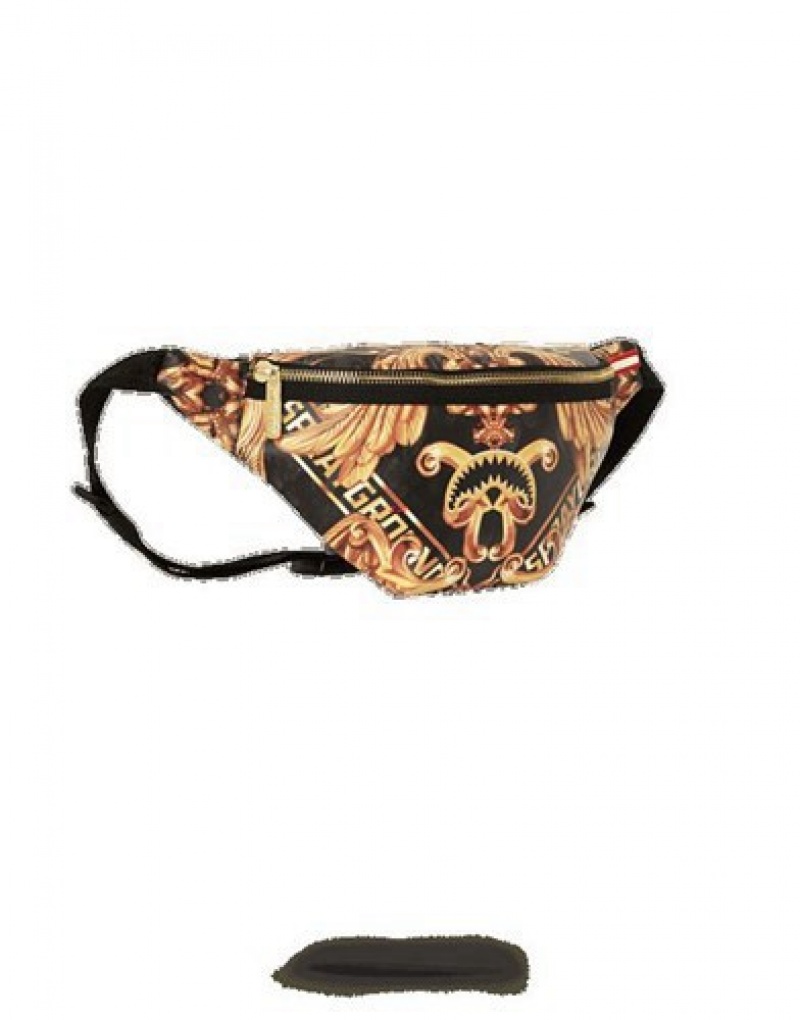 Gold Sprayground Palace Of Sharks Crossbody Bags | 08732-LVDO