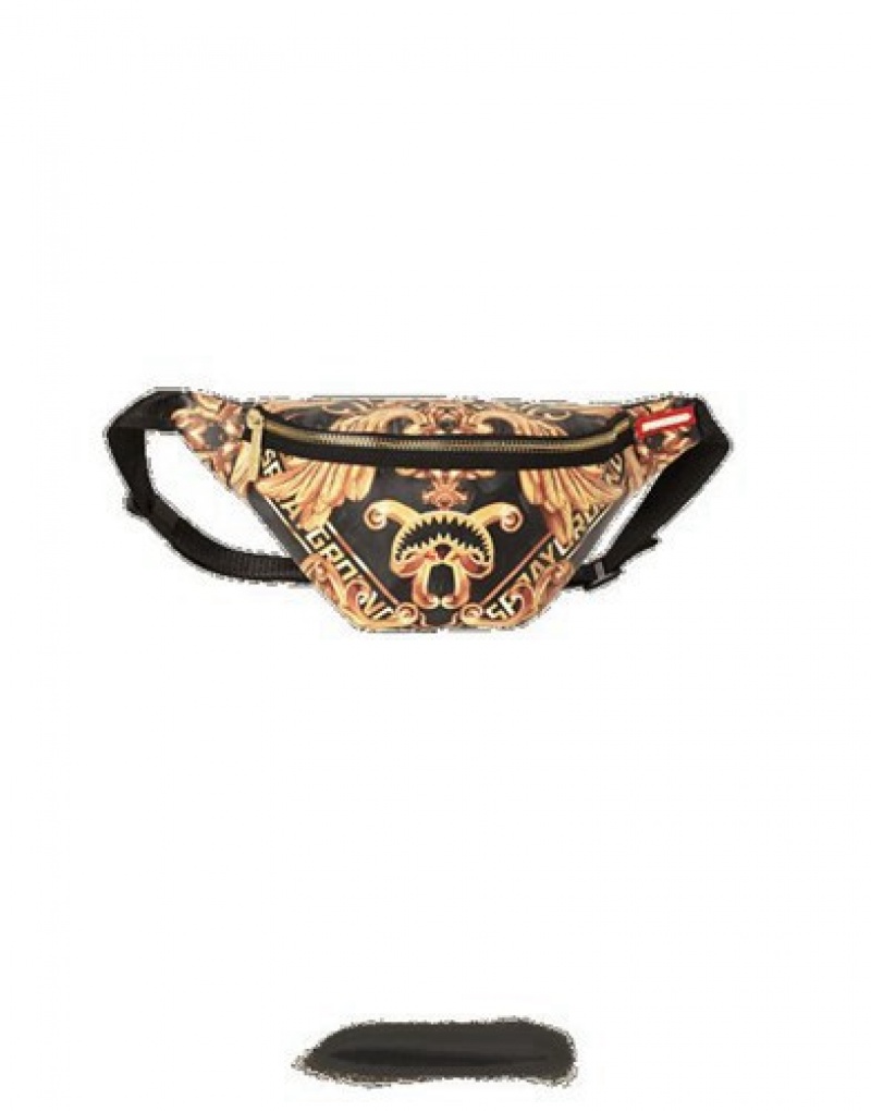 Gold Sprayground Palace Of Sharks Crossbody Bags | 08732-LVDO