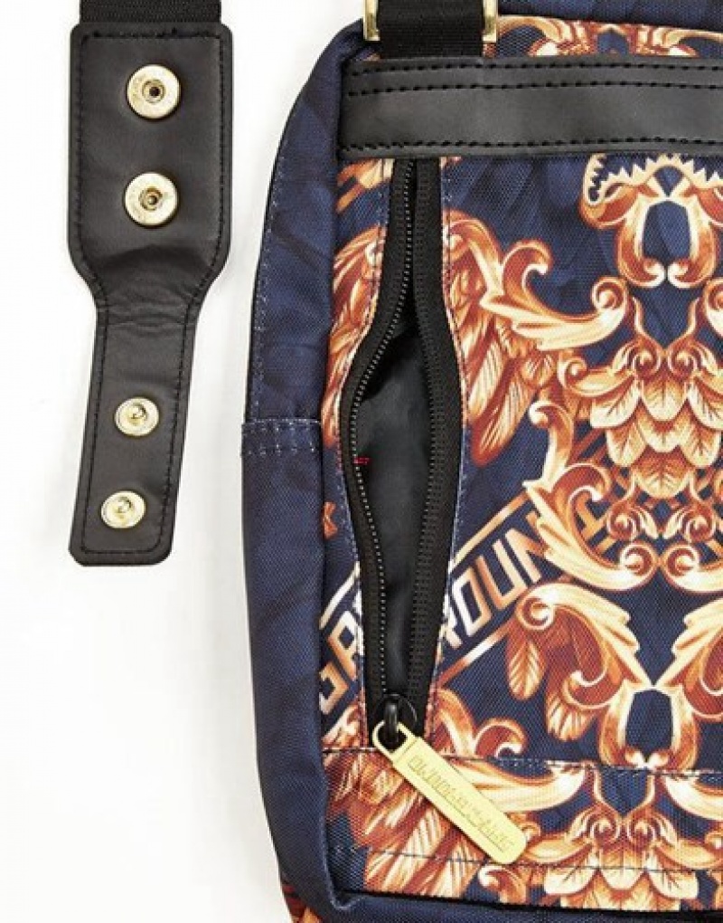 Gold Sprayground Palace Of Sharks Crossbody Bags | 37198-OXEV