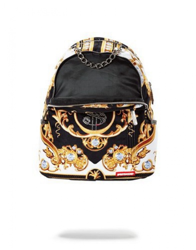 Gold Sprayground Palace Of Sharks Diamonds Savage Backpacks | 01729-YPDX