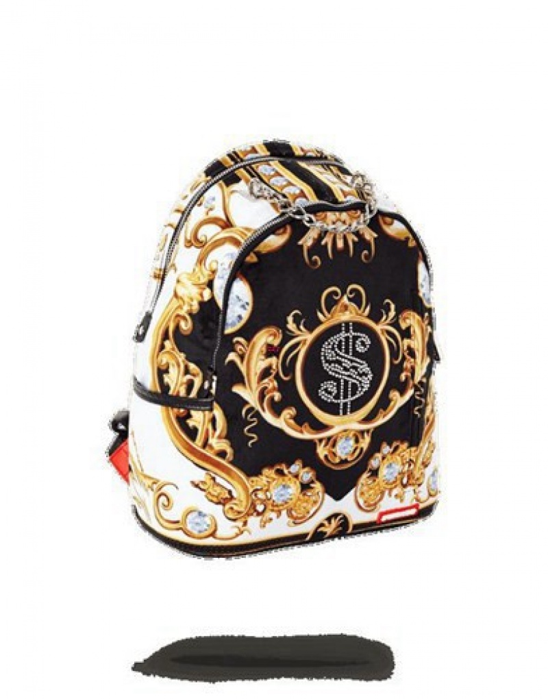 Gold Sprayground Palace Of Sharks Diamonds Savage Backpacks | 01729-YPDX