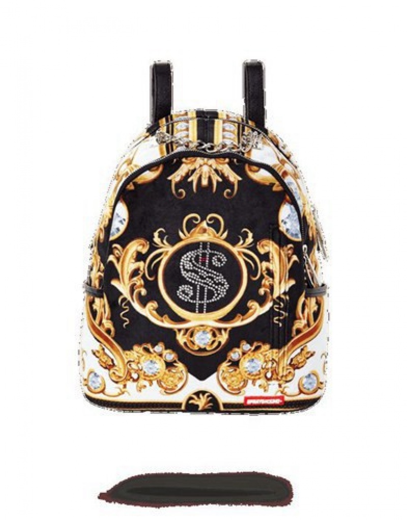 Gold Sprayground Palace Of Sharks Diamonds Savage Backpacks | 01729-YPDX