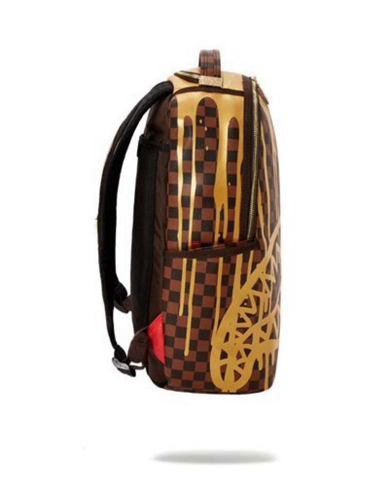 Gold Sprayground Paris Paint (Dlxv) Backpacks | 47531-OHGJ