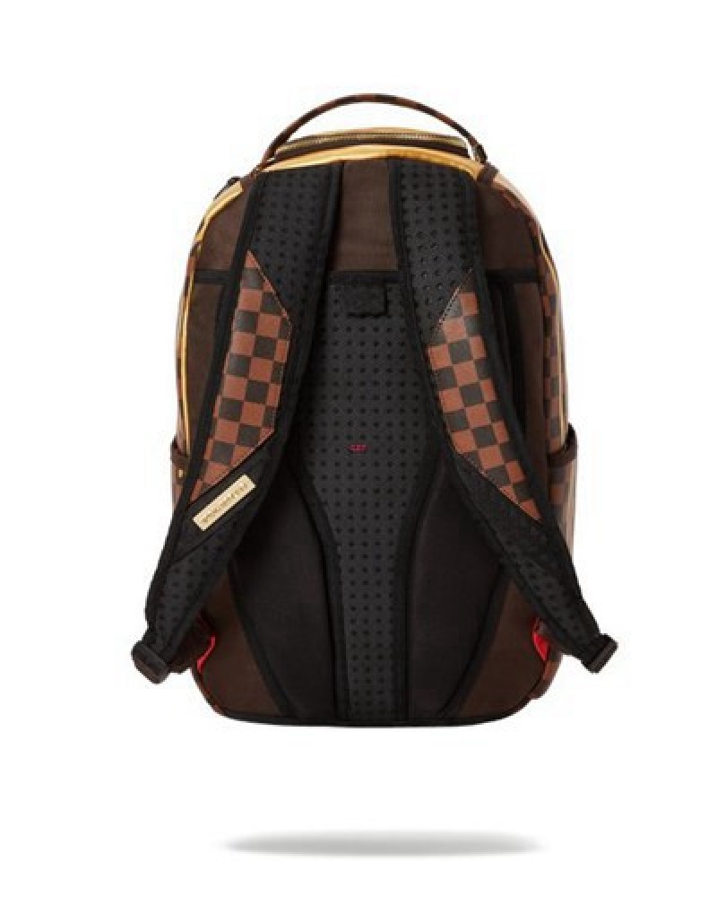 Gold Sprayground Paris Paint (Dlxv) Backpacks | 47531-OHGJ