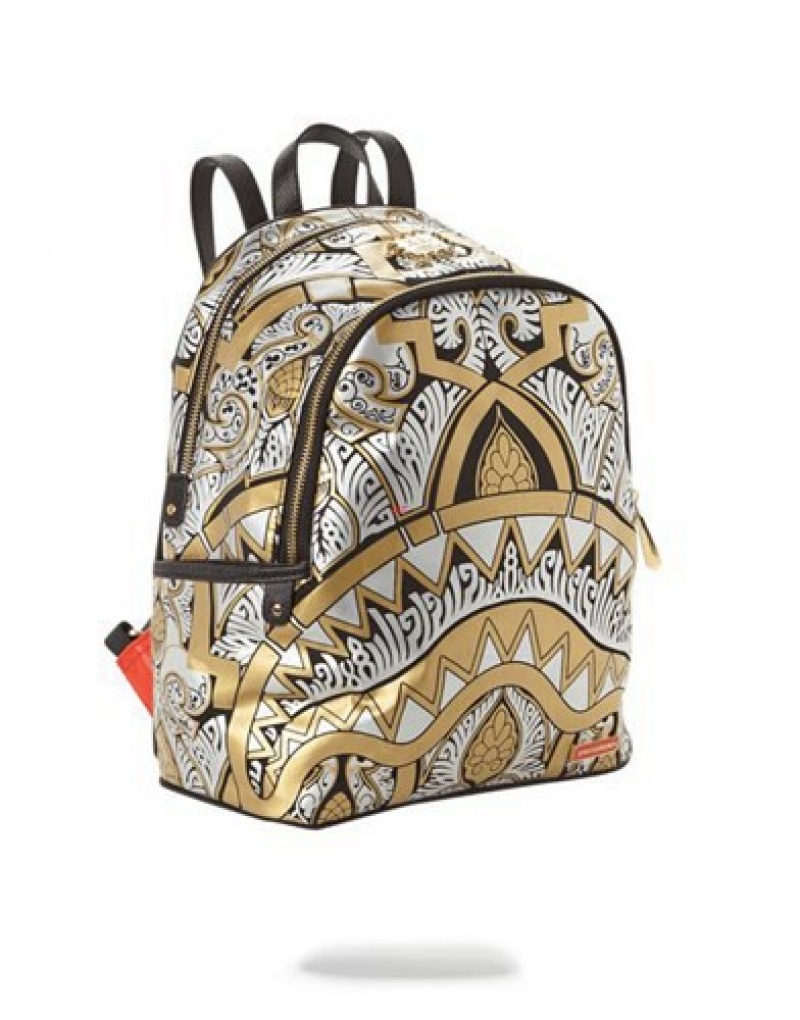 Gold Sprayground Queen Sheeba's Backpacks | 90218-DVYC