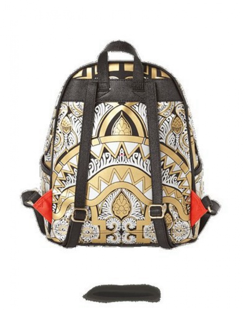 Gold Sprayground Queen Sheeba's Backpacks | 90218-DVYC