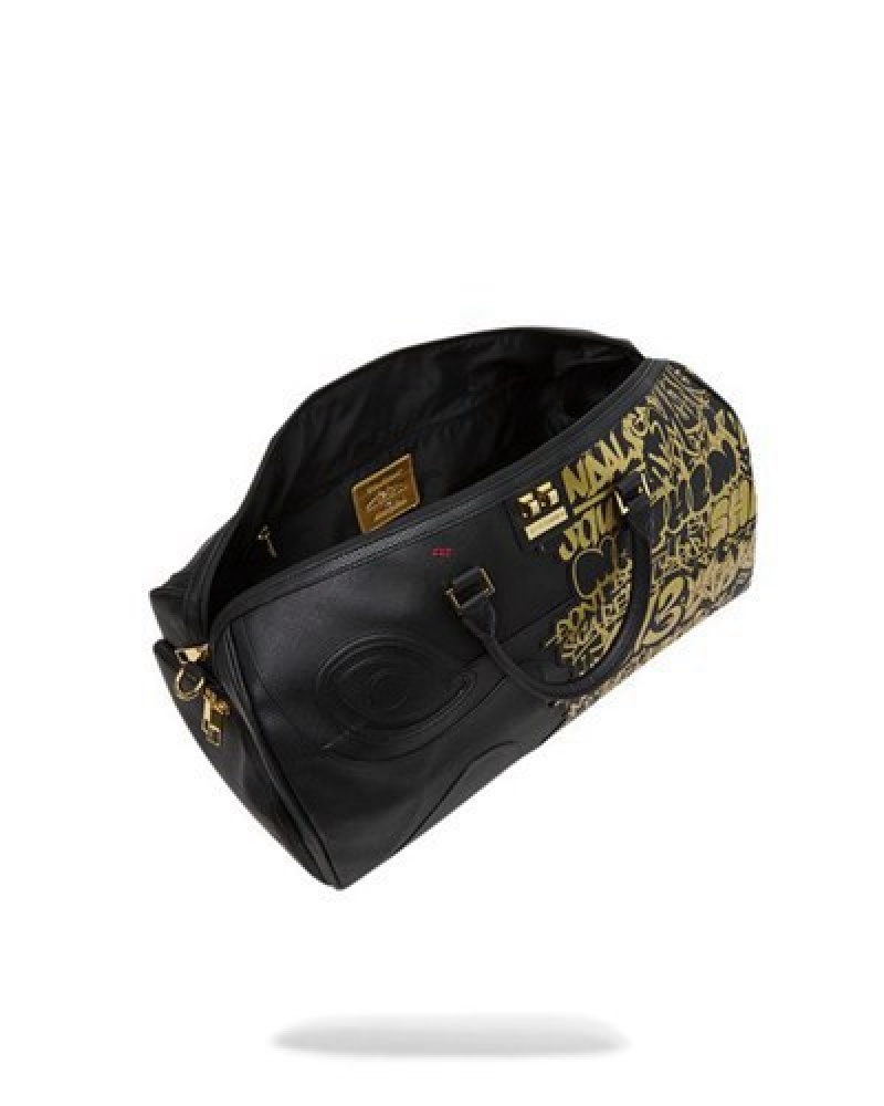 Gold / Black Sprayground Half Graff Glide Large Duffle Bags | 42761-SVDC