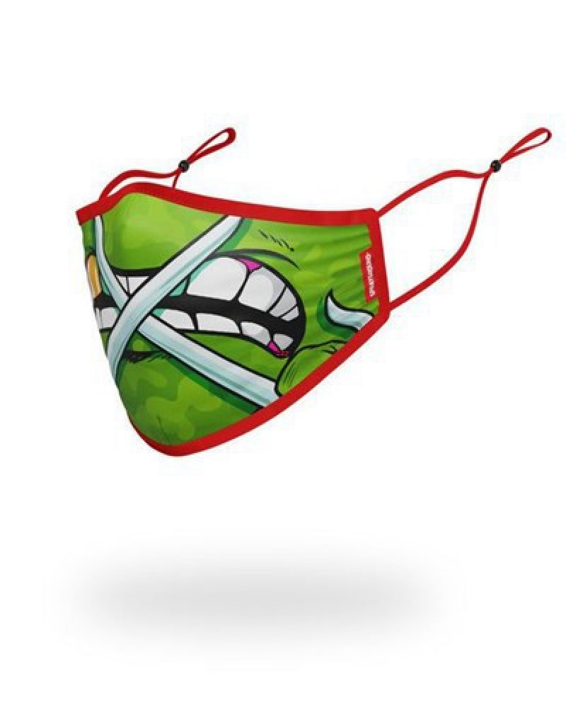 Green Sprayground Adult Tmnt: Raphael Shark Form Fitting-covering Face Masks | 29371-BKLZ