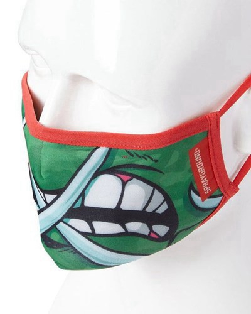 Green Sprayground Adult Tmnt: Raphael Shark Form Fitting-covering Face Masks | 29371-BKLZ