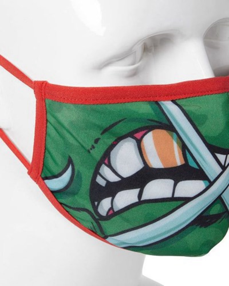 Green Sprayground Adult Tmnt: Raphael Shark Form Fitting-covering Face Masks | 29371-BKLZ