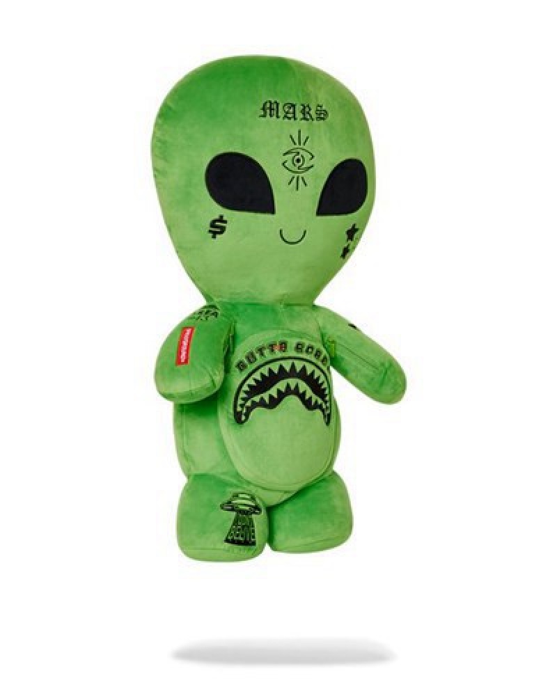 Green Sprayground Alien Plush Backpacks | 14983-BMTU