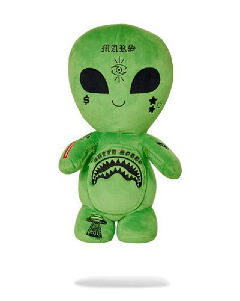 Green Sprayground Alien Plush Backpacks | 14983-BMTU