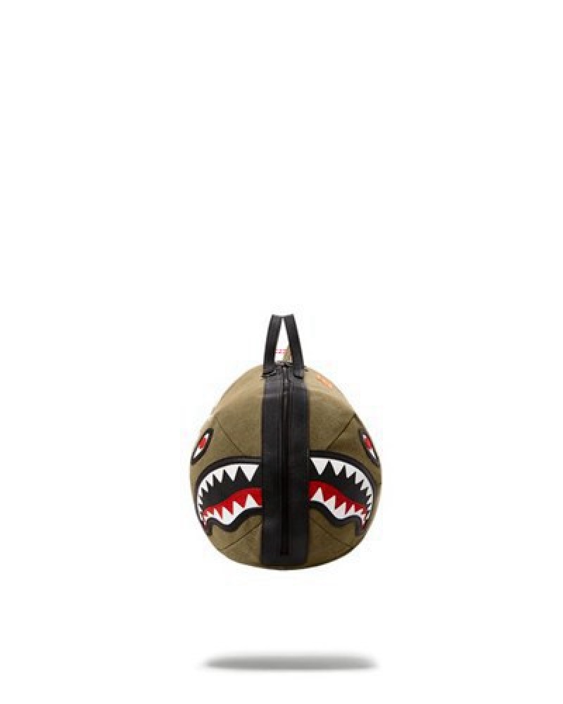 Green Sprayground Call Of Duty Shark Torpedo Duffle Bags | 58672-GXUE