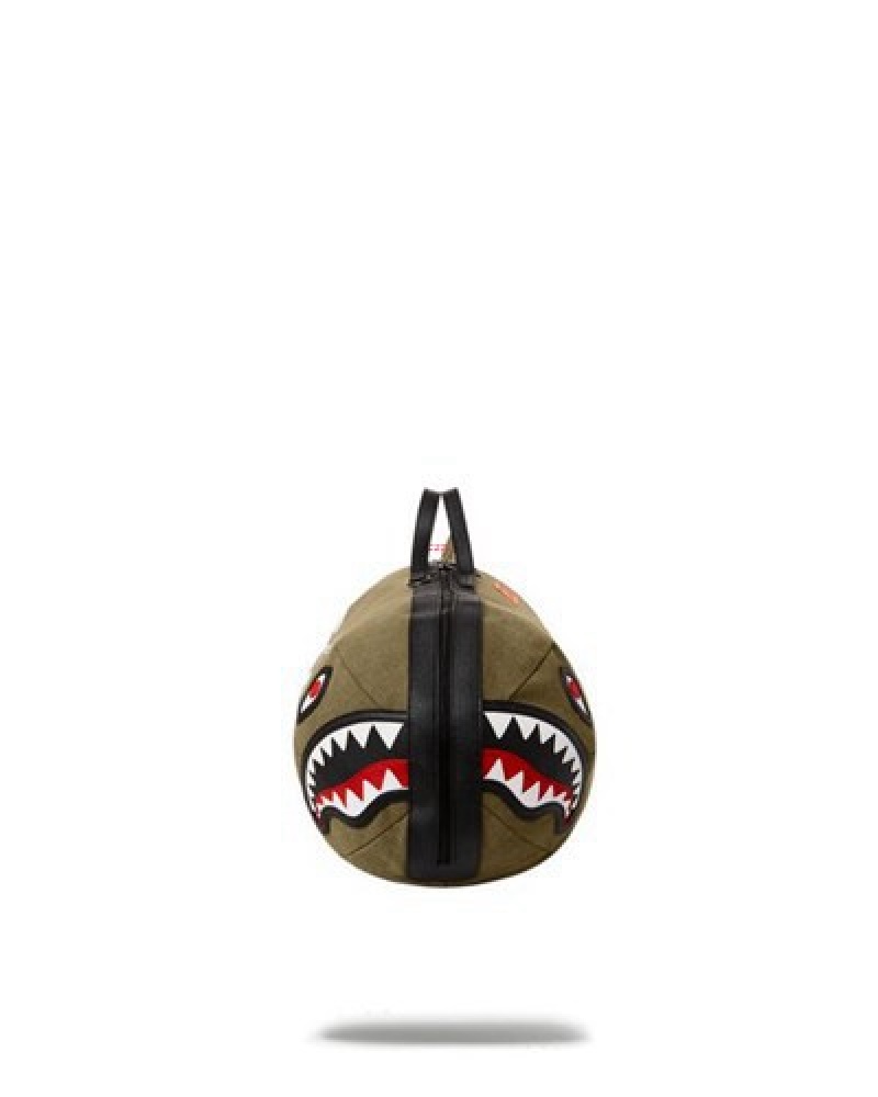 Green Sprayground Call Of Duty Shark Torpedo Duffle Bags | 58672-GXUE