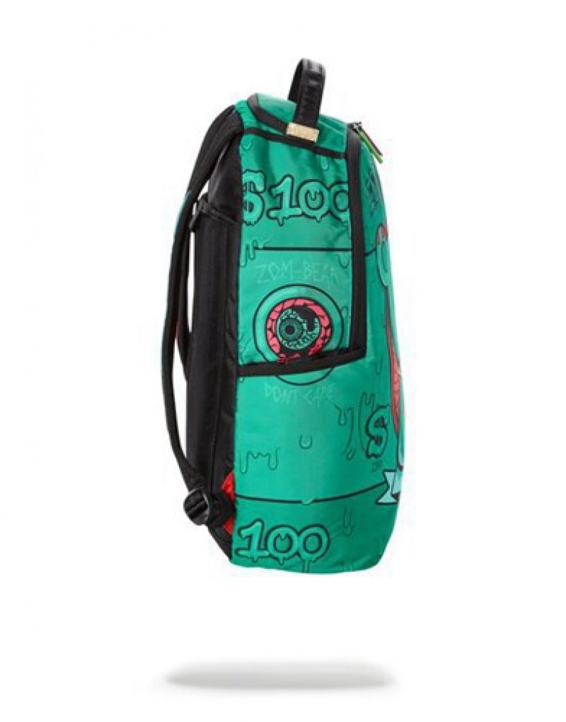 Green Sprayground Hungry Dollars Backpacks | 95307-ATIV