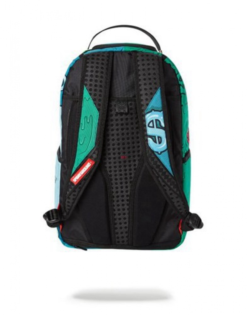 Green Sprayground Hungry Dollars Backpacks | 95307-ATIV