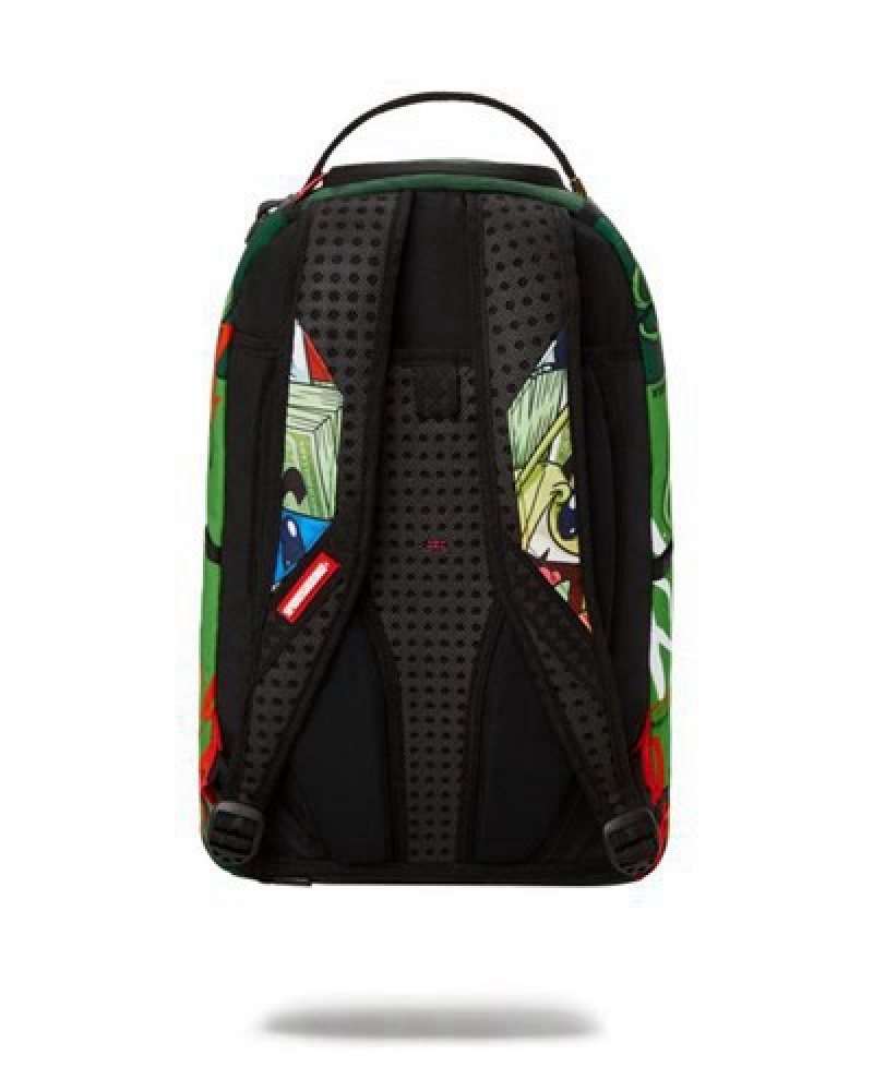 Green Sprayground Money Boys Dollaz (Dlxr) Backpacks | 65078-EKXL