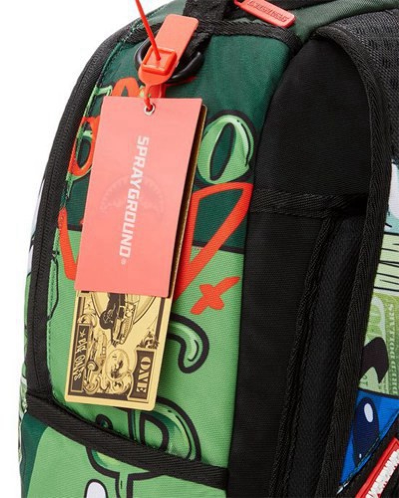 Green Sprayground Money Boys Dollaz (Dlxr) Backpacks | 65078-EKXL