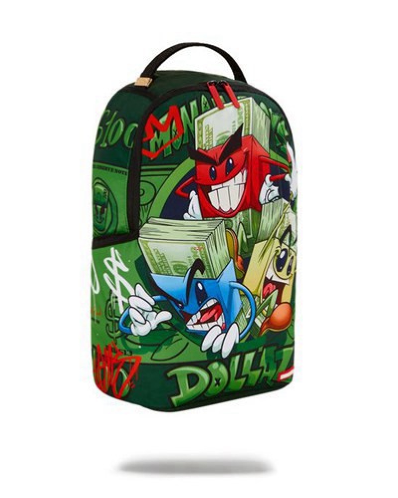 Green Sprayground Money Boys Dollaz (Dlxr) Backpacks | 65078-EKXL