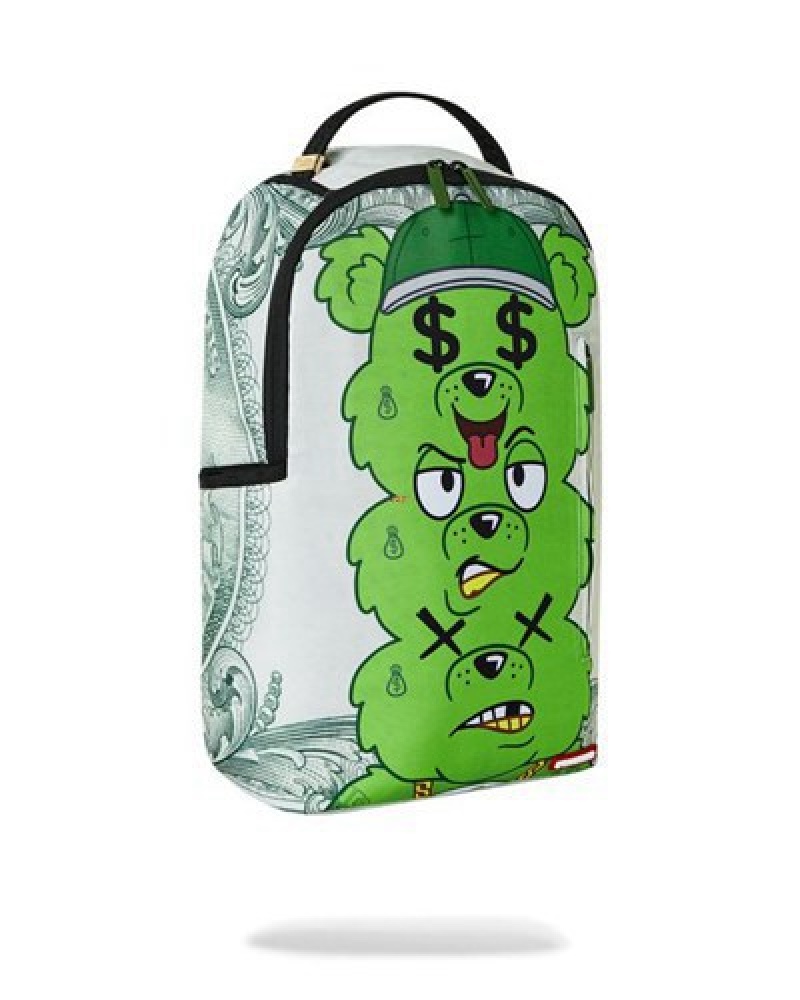 Green Sprayground Moneybear Seeing Triple Backpacks | 84732-HVZF